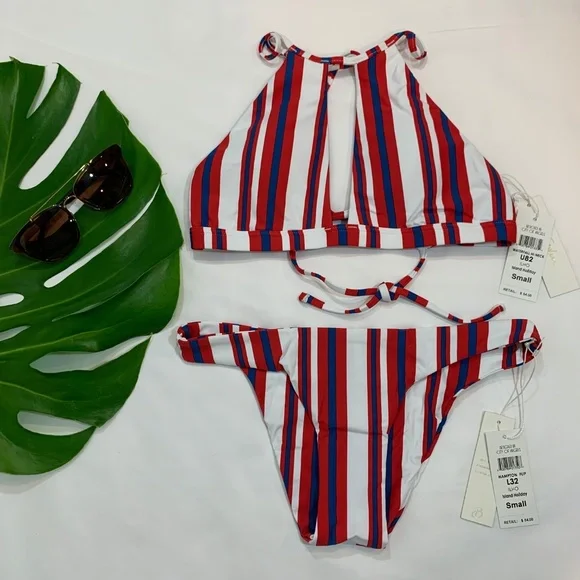 NWT B. Swim Halter Bikini Top + Bottom 4th of July - Picture 1 of 8